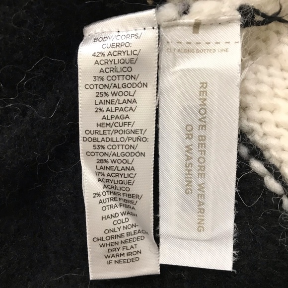 Loft Black Cream Stripe Crew Neck Cotton Wool Knit Blend Sweater Size S/M - Picture 8 of 11